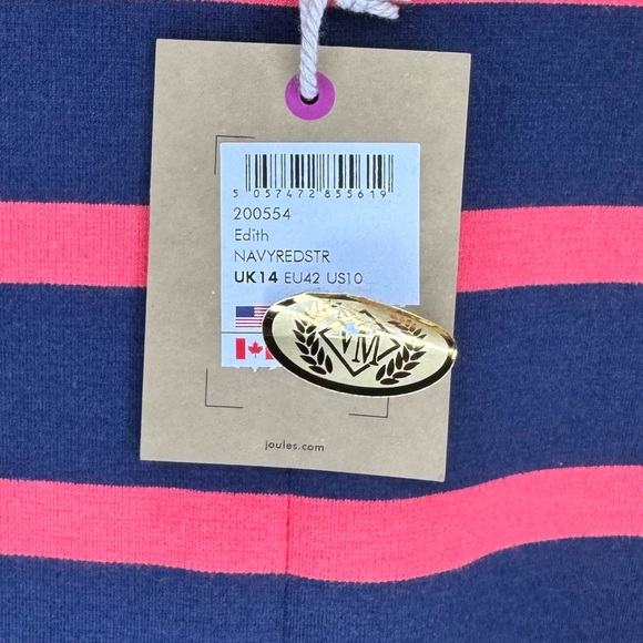 Joules Navy/Red Striped Tunic with Pockets - Picture 4 of 4